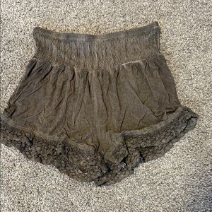 POL Brown Ruffled Women Shorts
